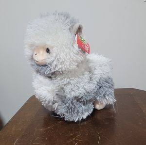 White & Gray Shaggy Llama Stuffed Animal NWT